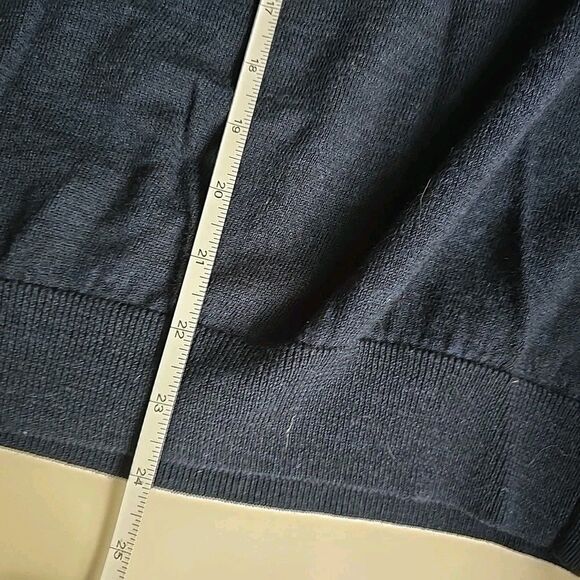 Turnbury Extra Fine Merino Wool Sweater Large Navy Blue Men's V-neck Read - Picture 8 of 8